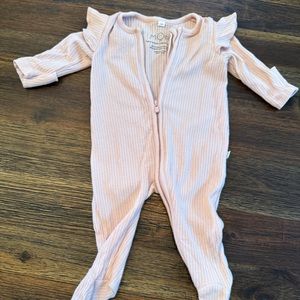 Baby Mori footie pajama, blush color, size Newborn